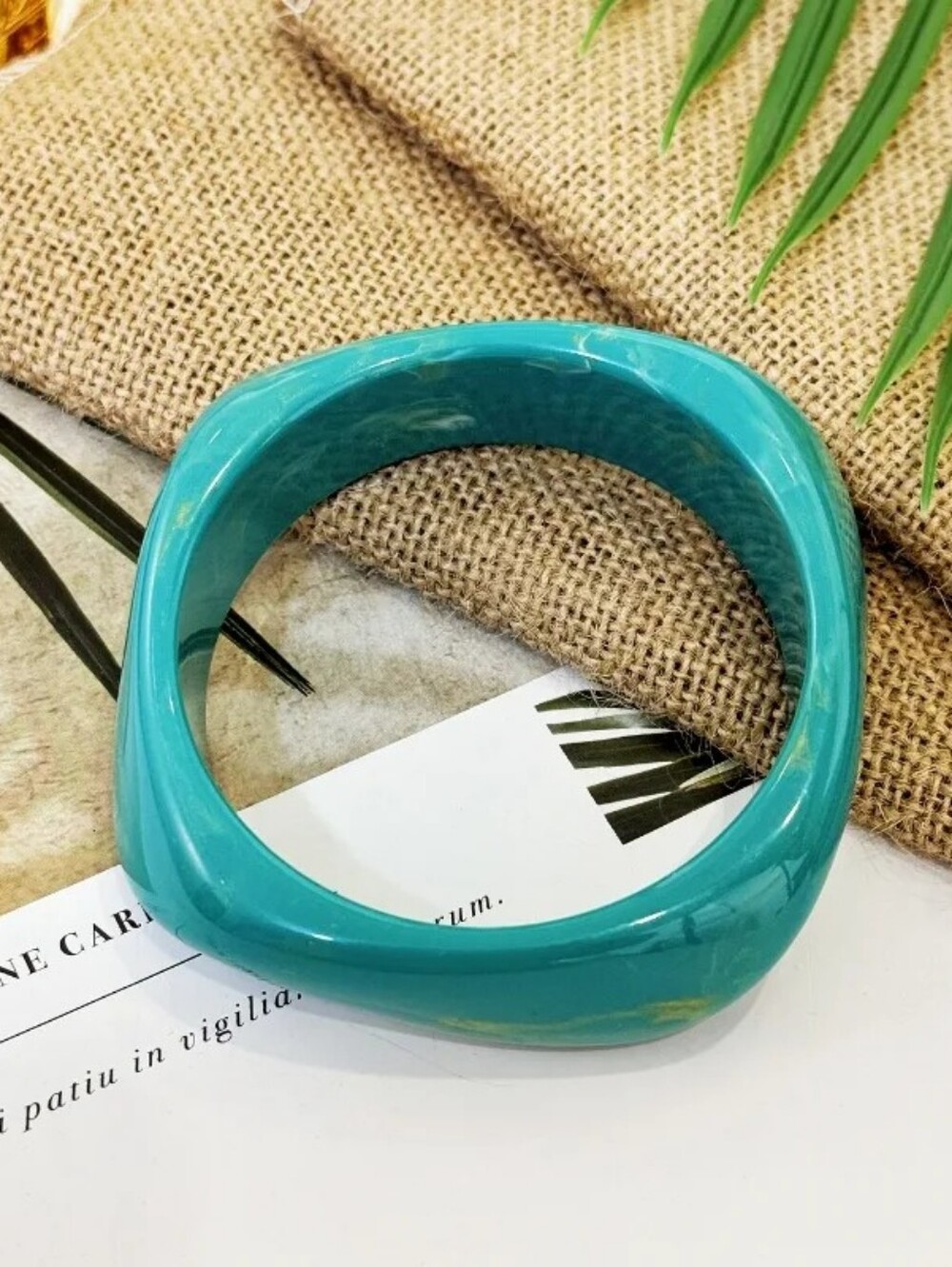 Blue Green Resin Geometric Bangle Bracelet ( Smaal Wrist)